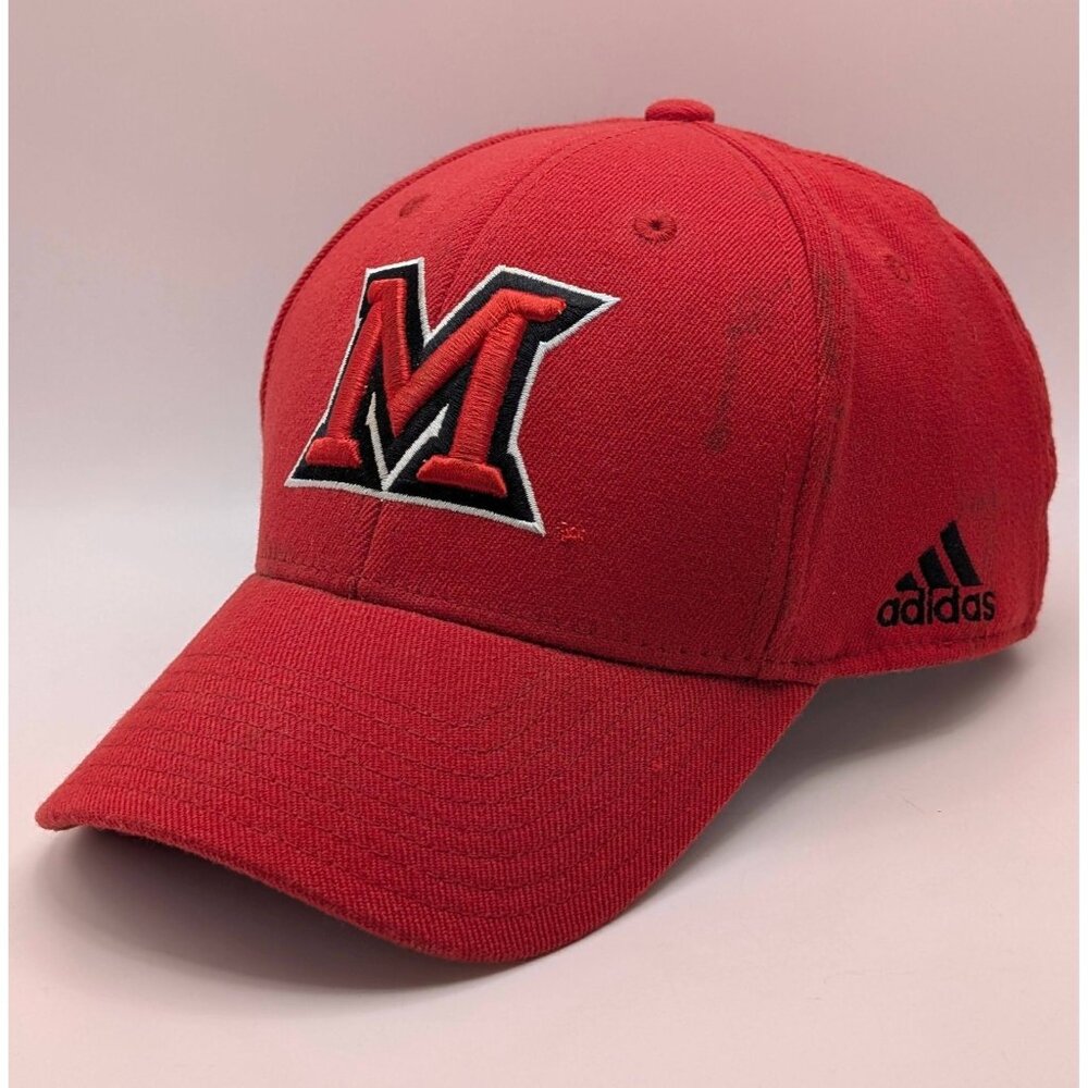 Miami University Ohio Adidas Fitted Size L/XL Hat Cap Redhawks Red Stretch NCAA